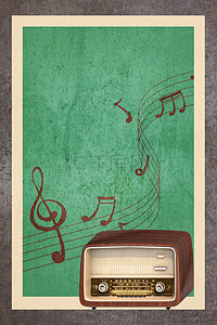 美式海报背景图片_美式复古收音机海报