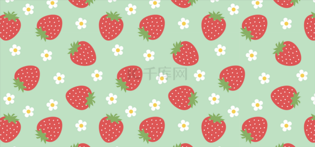 绿色循环背景图片_绿色卡通草莓花朵水果素材