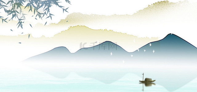 水墨古风中国风山脉背景图片