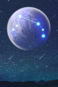 创意星空十二星座背景图片_创意简约十二星座背景合成