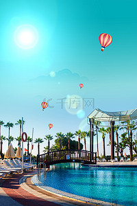 海边酒店背景图片_国庆节海边旅游高清背景