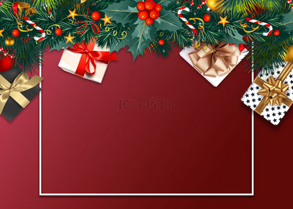 礼盒红色圣诞节背景
