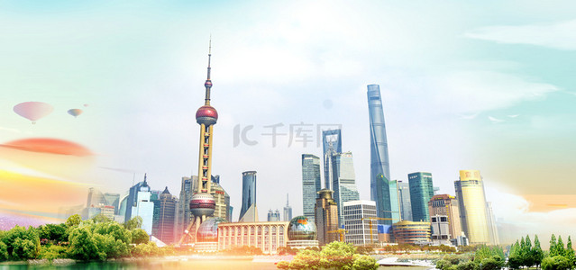 清旅游背景图片_地标建筑魅力上海背景素材