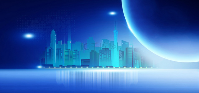 智能时代背景图片_商务城市科技合成城市