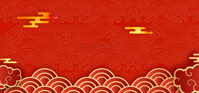新中式红背景图片_红色中国风红金云纹