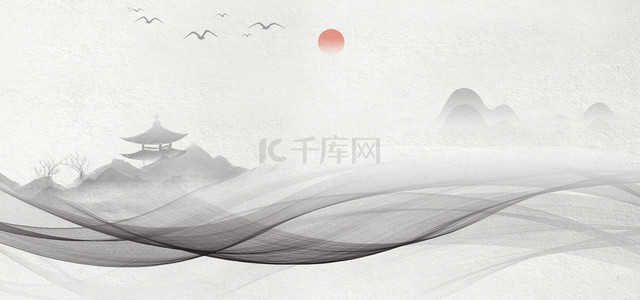 新中式抽象山水背景图片_中国风新中式水墨山水