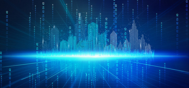 科技人工智能科技背景图片_蓝色数字化科技城市banner背景