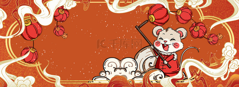 新年过年习俗背景图片_橙色鼠年banner