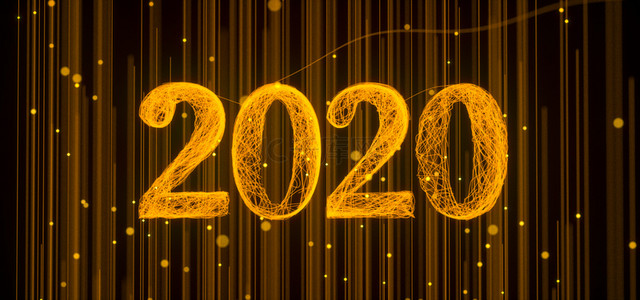 创意新年2020抽象线条背景