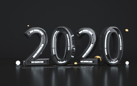 跨年创意背景图片_c4d鼠年创意文字2020