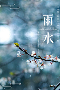 春日节气背景图片_雨水传统节气清新海报背景