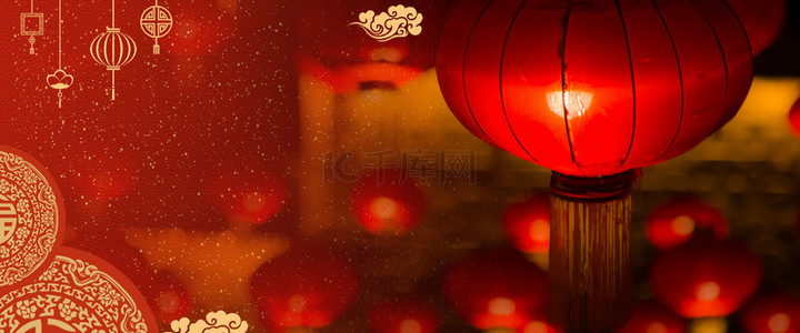 除夕年味背景图片_红色灯笼新年喜庆背景