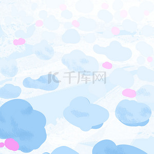 蓝色天空云朵云海中梦幻棉花糖卡通背景