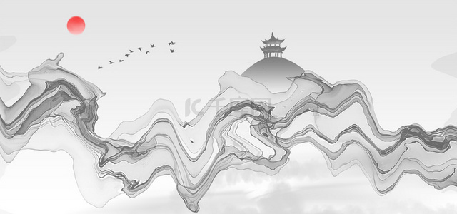 中国风水背景图片_新中式水墨晕染抽象山水