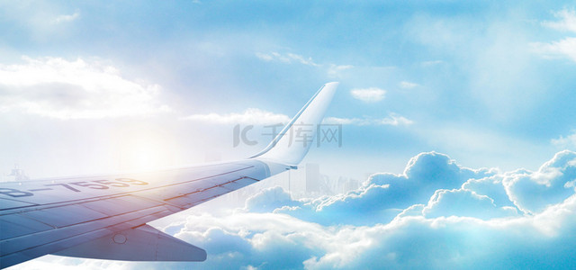 大气背景背景图片_飞机飞机云端商务云层