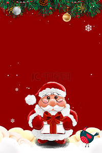 双旦狂欢海报背景图片_红色圣诞节圣诞老人海报