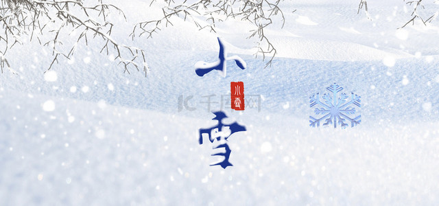 冬季背景图片_冬季二十四节气小雪树枝传统节气背景