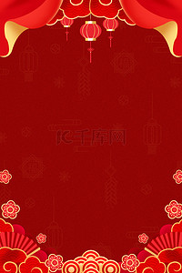 过年背景图片_中国风红色春节新年幕布吉祥纹背景