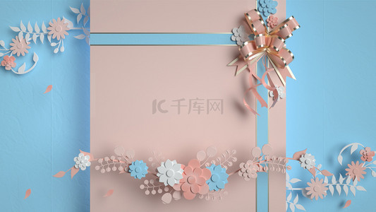 小清新花朵粉色背景图片_C4D春季小清新花朵海报电商banner