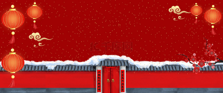 中式简约红色喜庆春节背景