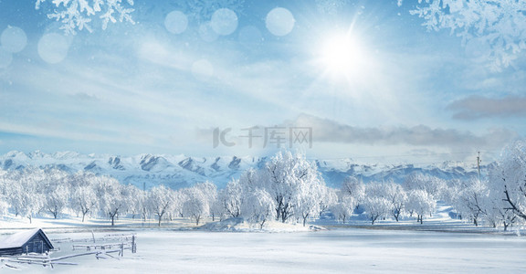 冬天背景图片_创意雪景唯美清新背景