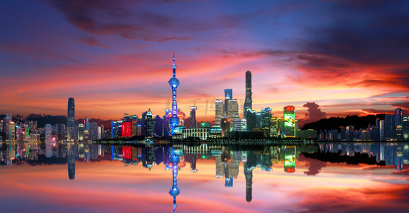 上海建筑背景图片_上海建筑天际线简约背景