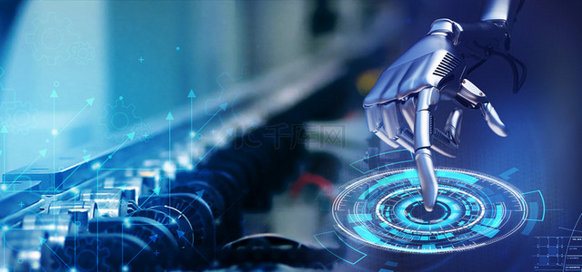 机械背景图片_蓝色科技数据工厂生产背景