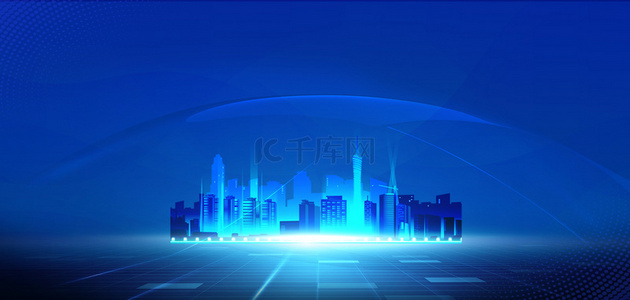 智慧科技背景图片_城市科技城市蓝色科技背景