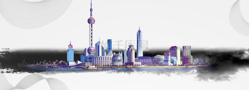 旅游背景图片_上海地标旅游魔都中式海报背景