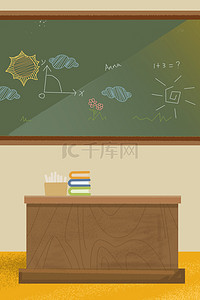教师教室黑板板报讲桌讲台背景图