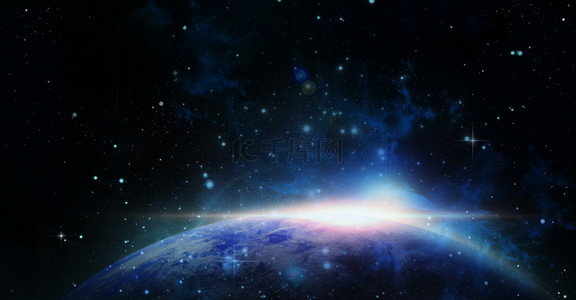 宇宙背景图片_蓝色科技地球星空宇宙背景