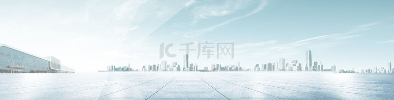 商务建筑天空绿色简约banner