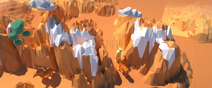 马云背景图片_C4D沙漠低边背景