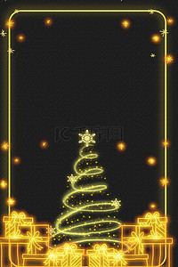 圣诞节背景图片_圣诞节霓虹灯黑色海报背景