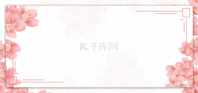 樱花背景图片_边框樱花白色简约背景
