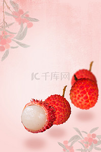 夏季水果荔枝粉色中国风海报