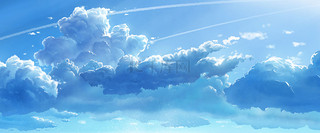 天空背景图片_蓝色唯美彩绘天空高清背景