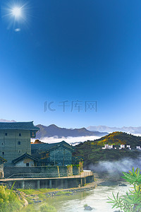 大气中国风民宿旅游宣传背景