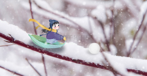 简约雪景可爱冬季背景合成