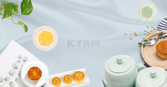 月饼背景图片_中秋佳节简约月饼促销活动背景海报