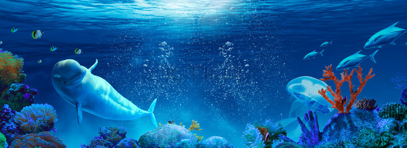 珊瑚珊瑚背景图片_蓝色世界海洋日背景