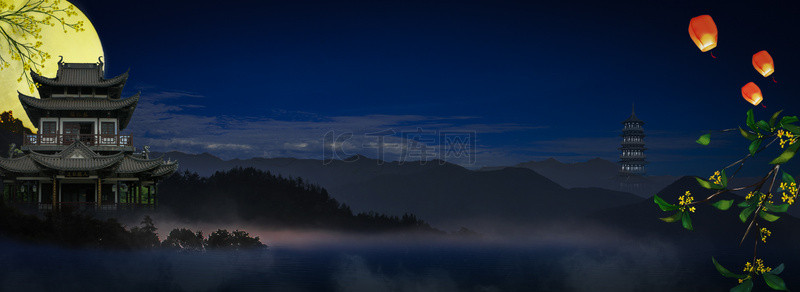 中秋节海报背景背景图片_古风中秋节海报背景