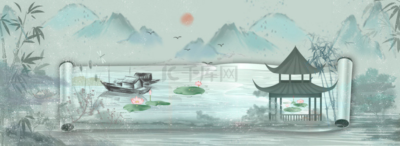 中式背景背景图片_古风中国风卷轴画卷背景