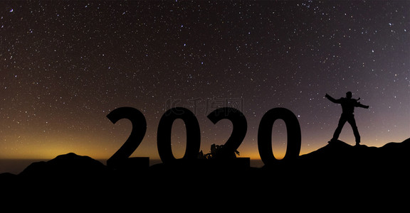 简约2020跨越新年背景合成