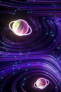 星系线条星系线条背景图片_C4D炫酷抽象线条海报背景