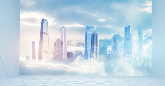 城市商业背景背景图片_电子商务未来城市展台背景
