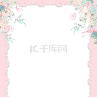 夏至粉色花簇花边中国风海报背景
