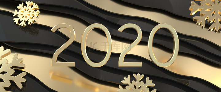 除夕背景图片_C4D黑金2020高端背景