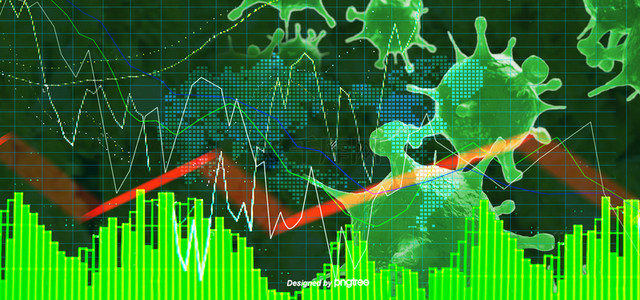 健康管理背景图片_新型冠状病毒导致的股市下跌绿色背景