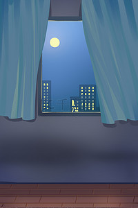 室内窗户夜晚晚上背景图